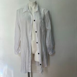 Mynah Lightweight white oversized button down beach cover